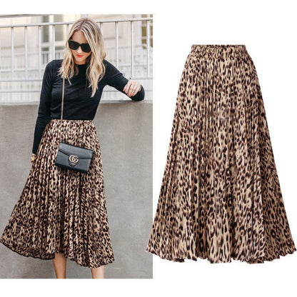 Loose Pleated Skirt With Elastic Waist