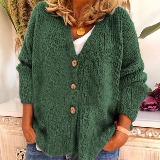 Knitted Cardigan Sweater With Three Buttons