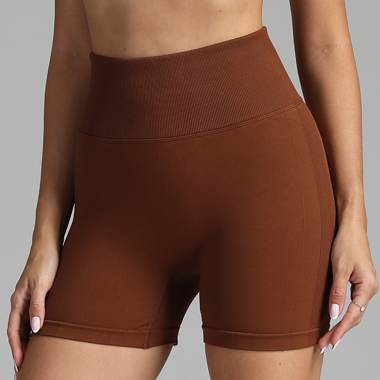 Short de yoga sans couture pour femme, couleur unie, taille haute, pantalon de fitness, de course à pied