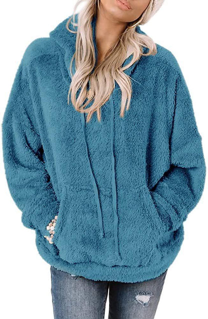 Coat Solid Color Pocket Casual Loose Sweater Sweater