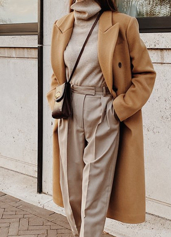 Manteau en laine à manches longues bicolore Vêtements pour femmes