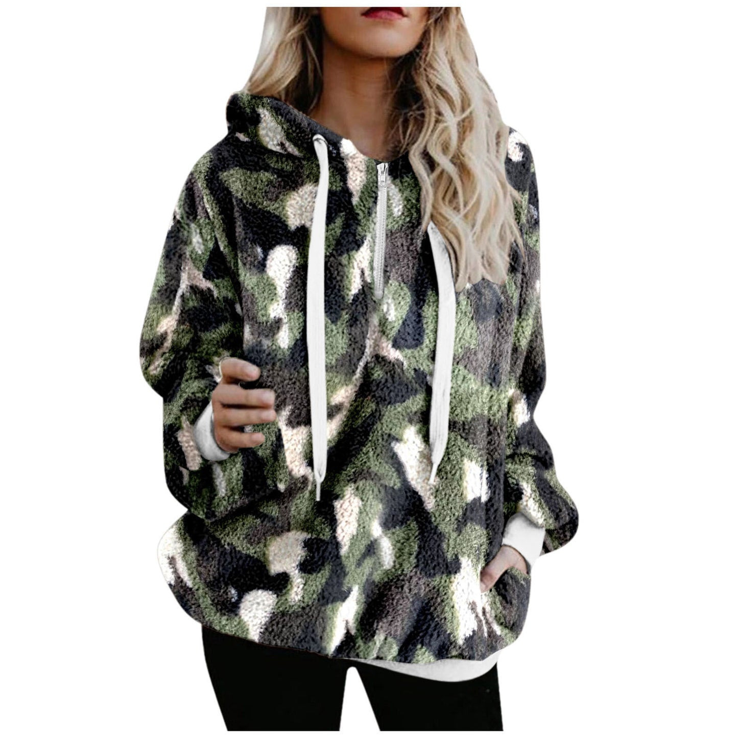 Loose Print Hooded Loose Top Fashion Long Sleeve Sweater