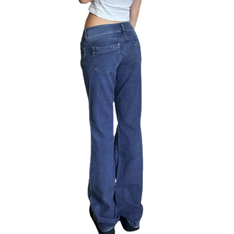 Pantalon décontracté taille haute en jean délavé blanc