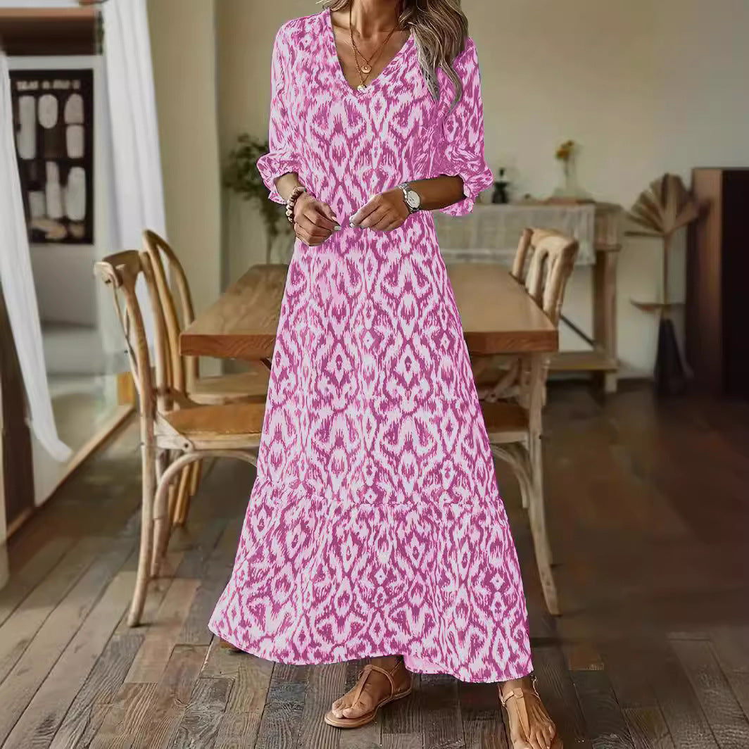 Robe à manches longues à imprimé personnalité tendance pour femme