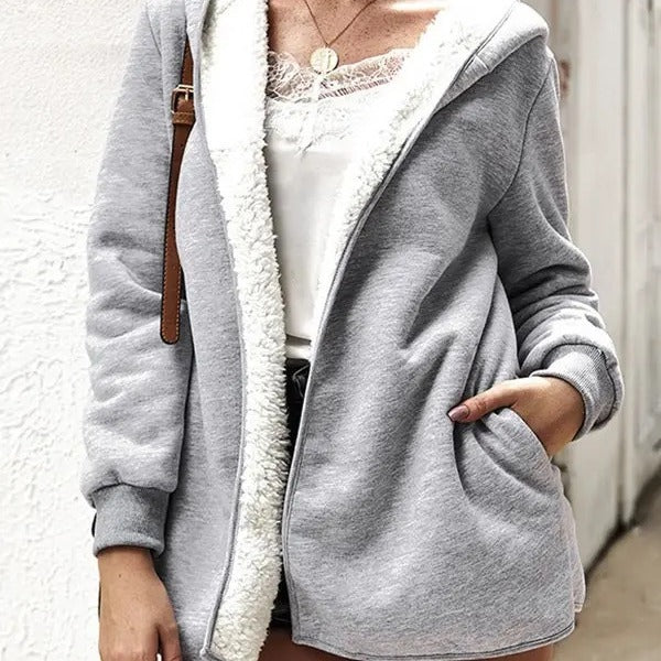 Hooded Fleece Jacket Coat For Women