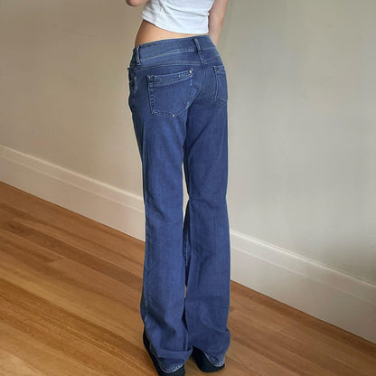 Pantalon décontracté taille haute en jean délavé blanc