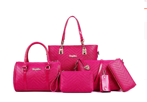 Fashionable And Trendy Embossed Six Piece Set Mother Bag