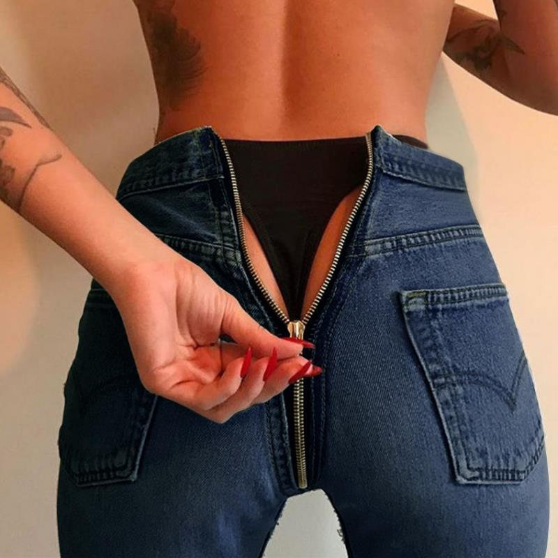 Jean skinny zippé au dos pour femme