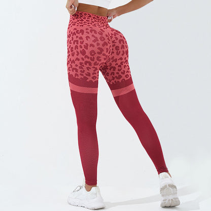 Fitnesshose mit Leopardenmuster für Damen, hohe Taille, Po-Lifting, nahtlose Leggings, elastische Laufsport-Trainings-Yogahose, Fitnessstudio-Outfits, Kleidung