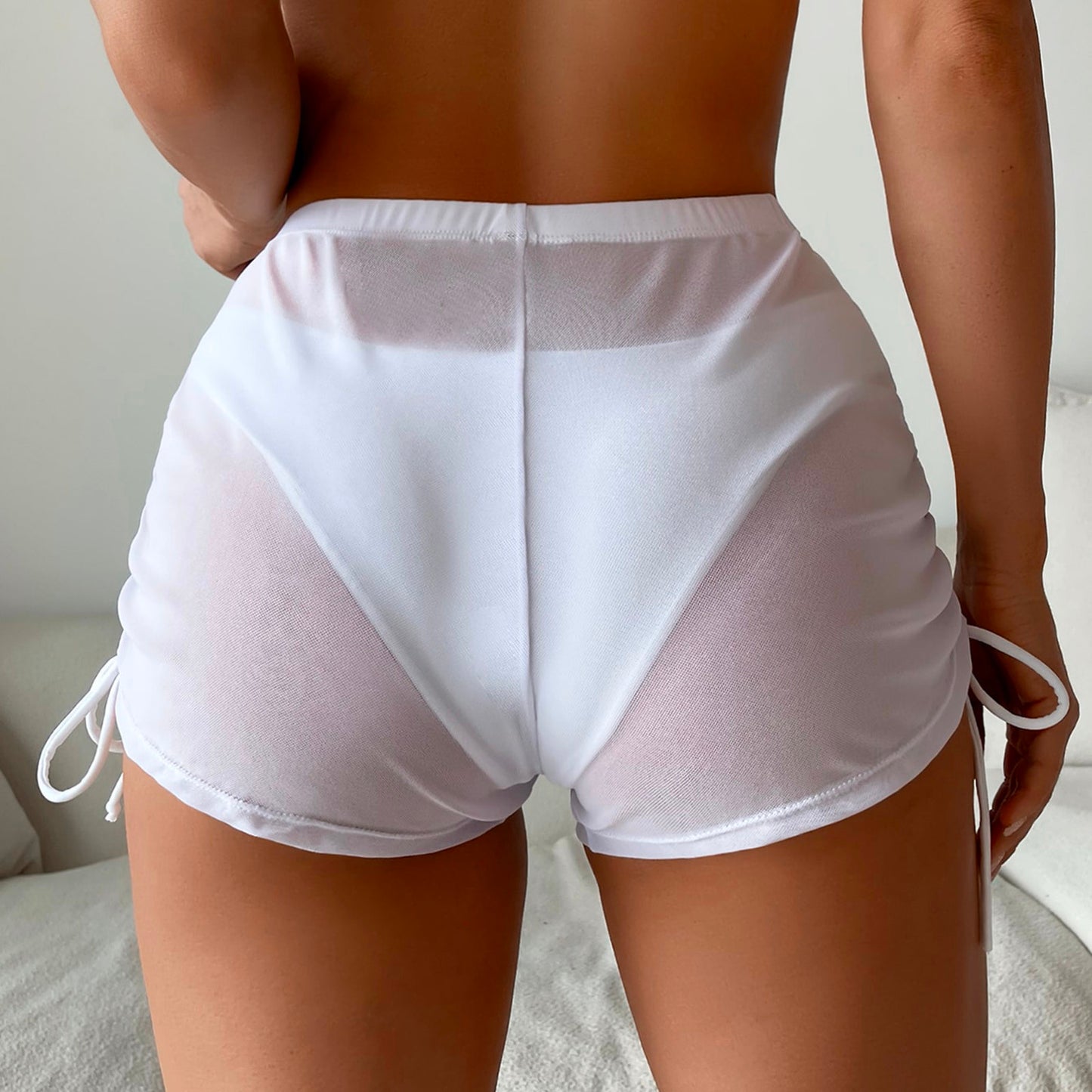 Short cache-maillot en maille avec cordon de serrage latéral pour femmes Perspective Beach