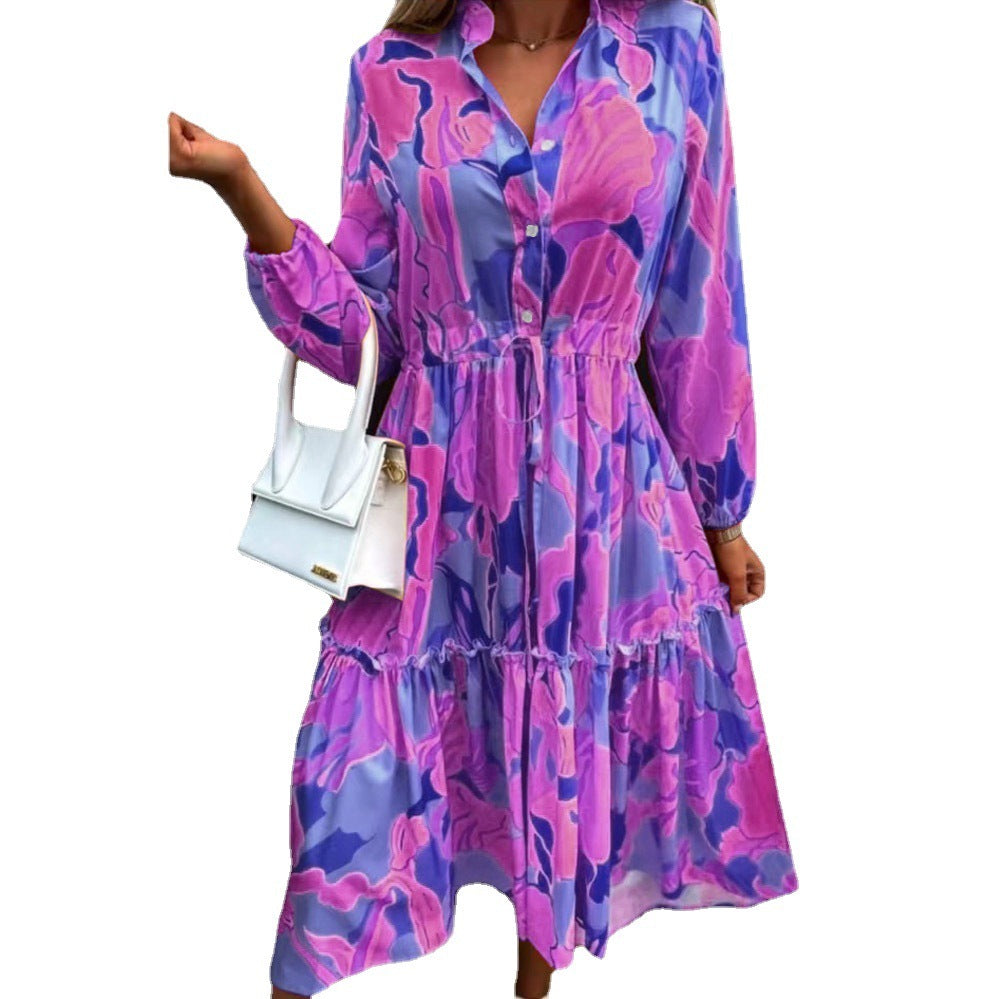 Women's Printing Loose And Stylish Long Sleeves Dress