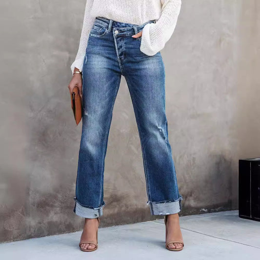 Jeans amples décontractés individuels à la mode pour femmes