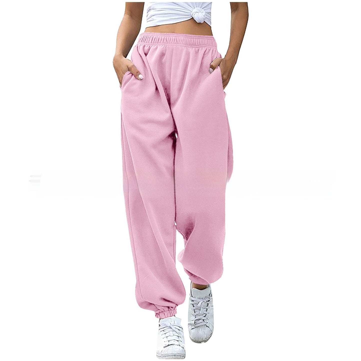 Pantalon de sport ample taille haute décontracté pour femme