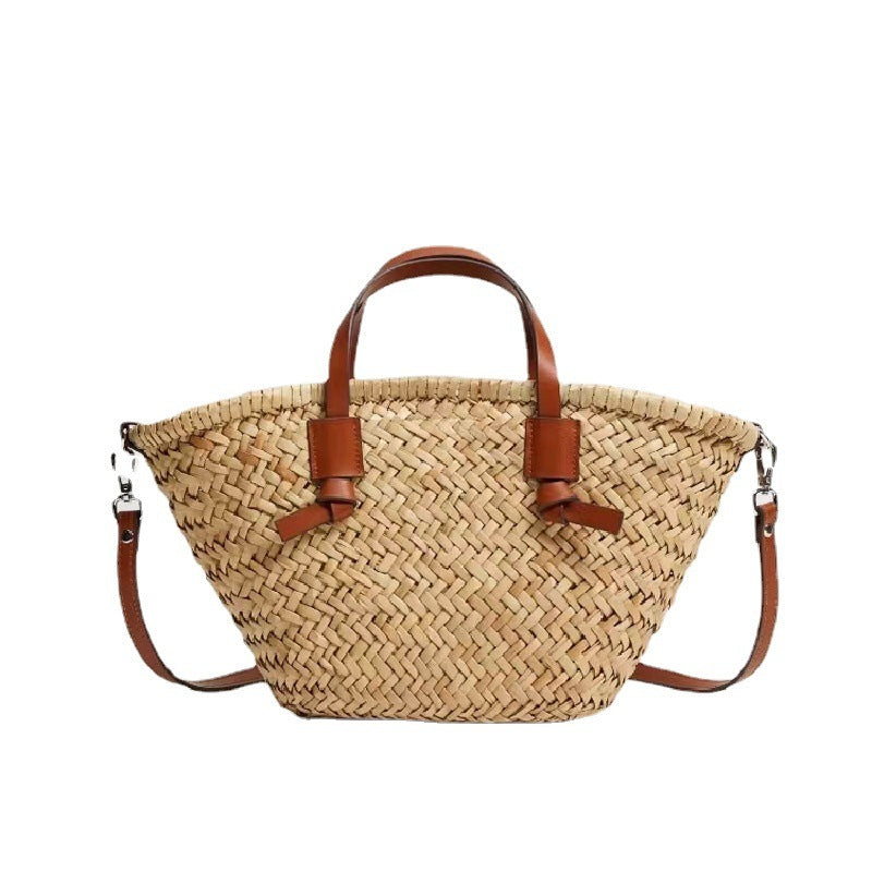 Hand-woven PU Portable Diagonal Water Grass Bag