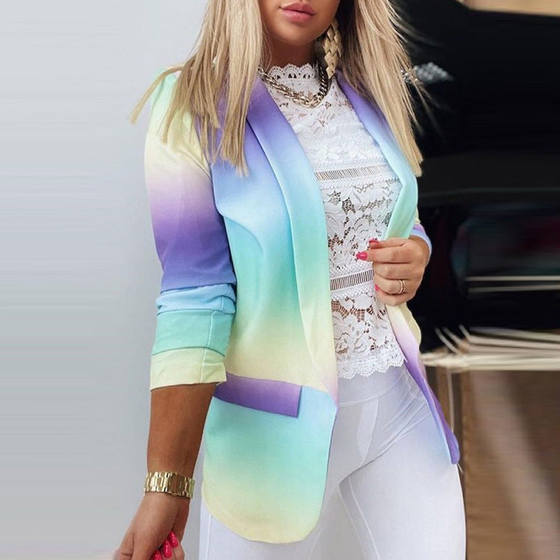 New European and American fashion lapel slim cardigan temperament suit jacket women