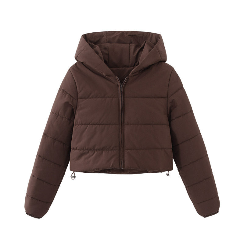 Manteau court à capuche avec fermeture éclair tendance pour l'hiver, veste couleur Mandela, vêtements d'extérieur pour femmes