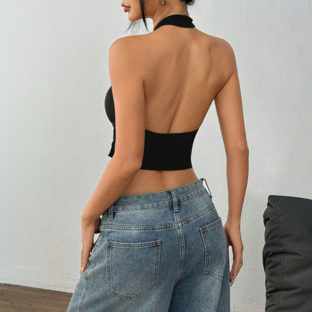 Women's Backless Design Short Top