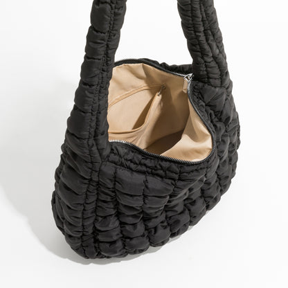 Sac à bandoulière rembourré en nylon Sac hobo simple tendance matelassé en plumes pour femme