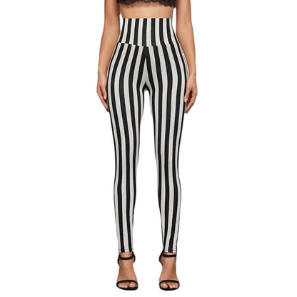 Leggings taille haute à rayures verticales Pantalon skinny court