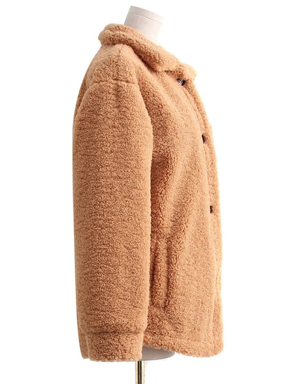 Veste à manches longues en peluche de couleur unie avec personnalité hipster de la rue