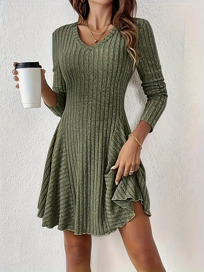 Women's Fashion French Knitted V-neck Dress