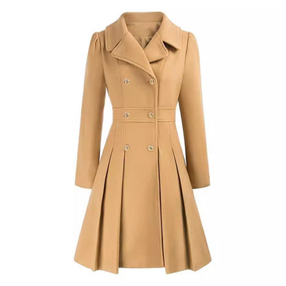 Damen Windjacke Revers Zweireihig Tasche A-Linie Pea Coat