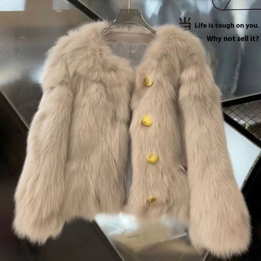 Autumn And Winter New Short Thickened Environmental Protection Faux Fox Fur High-end Tops Coat For Women