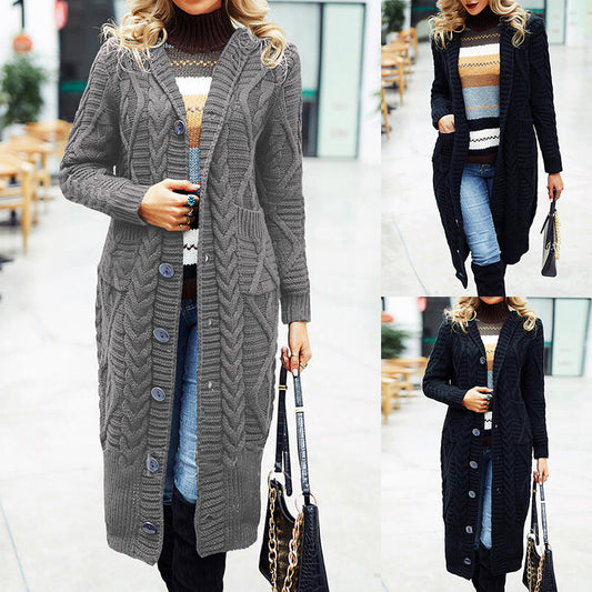 Herbst und Winter Damen Haar gebogene Kleidung lose lange Code Jacke