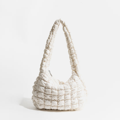 Sac à bandoulière rembourré en nylon Sac hobo simple tendance matelassé en plumes pour femme