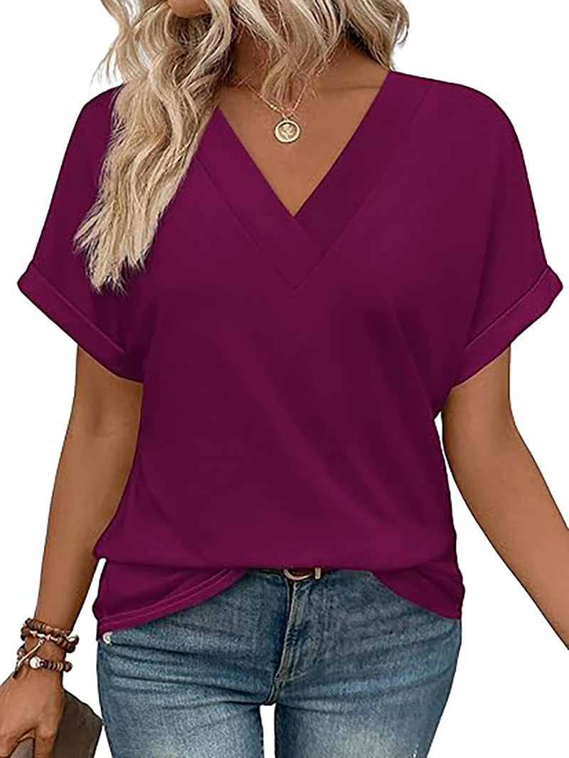 Chemise courte à manches chauve-souris pour femme