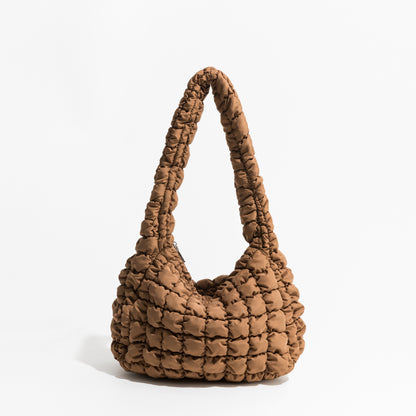 Sac à bandoulière rembourré en nylon Sac hobo simple tendance matelassé en plumes pour femme