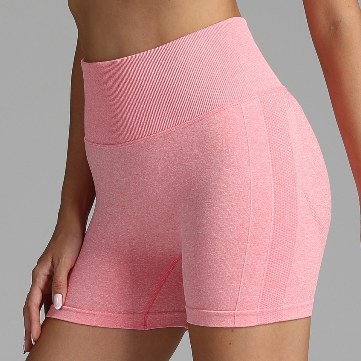 Short de yoga sans couture pour femme, couleur unie, taille haute, pantalon de fitness, de course à pied