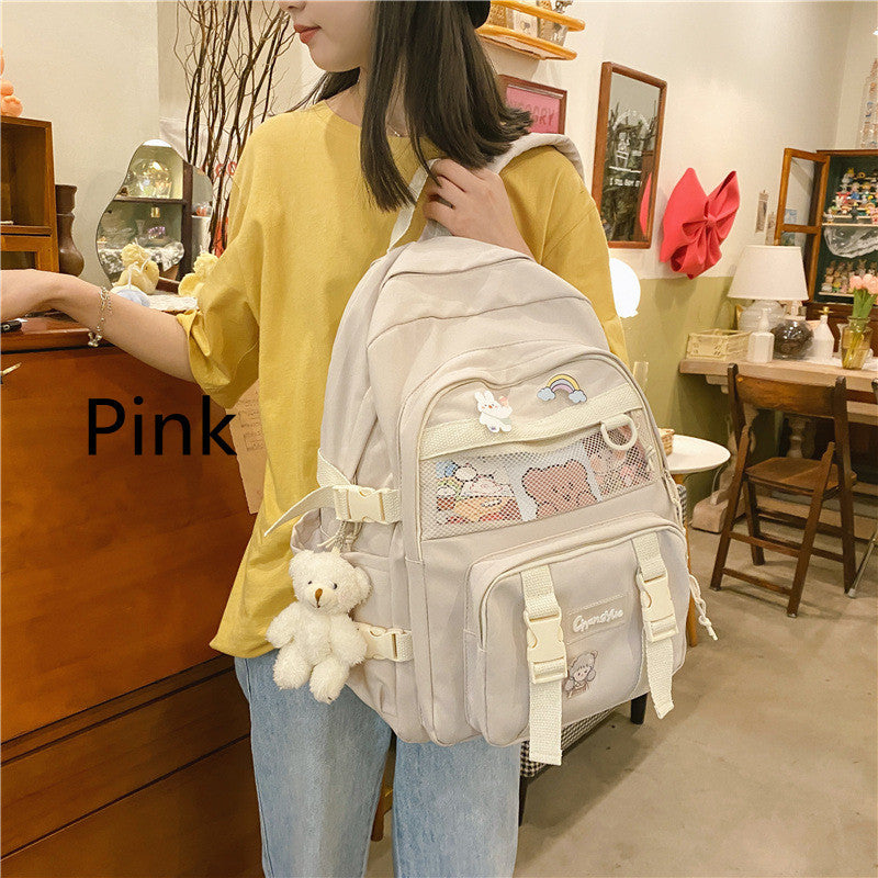 Cute Contrast Color Preppy Casual Nylon Backpack