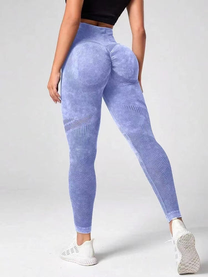 Nahtlose Leggings mit hohlem Design, hohe Taille, Hüftheben, Laufsport, Fitness, Yogahose, modische Damenbekleidung