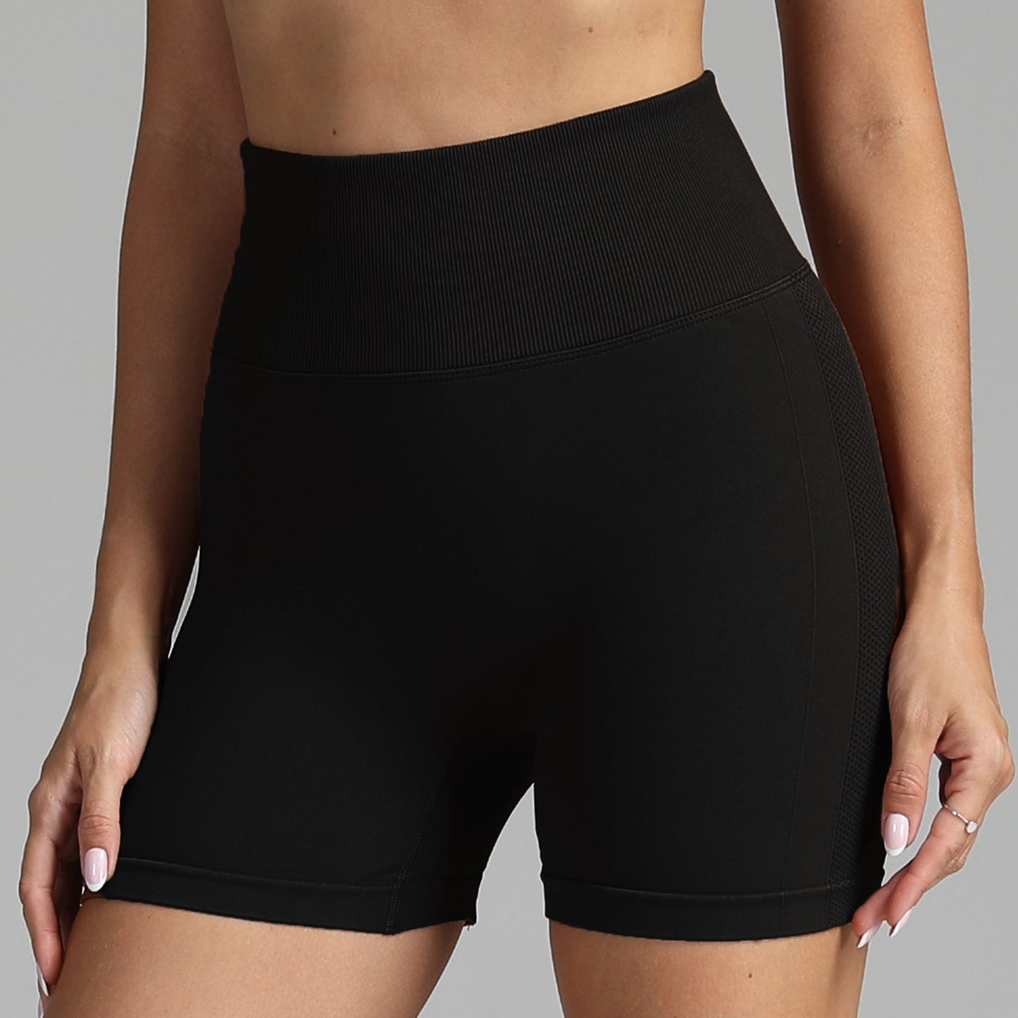 Short de yoga sans couture pour femme, couleur unie, taille haute, pantalon de fitness, de course à pied