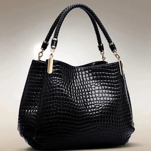 Women's Bag Large Capacity Tote Daily Commute Women's Shoulder Bag Crocodile Print Bright Face Handbag Shopping