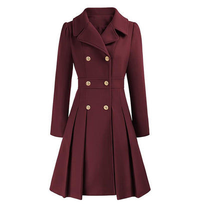 Damen Windjacke Revers Zweireihig Tasche A-Linie Pea Coat