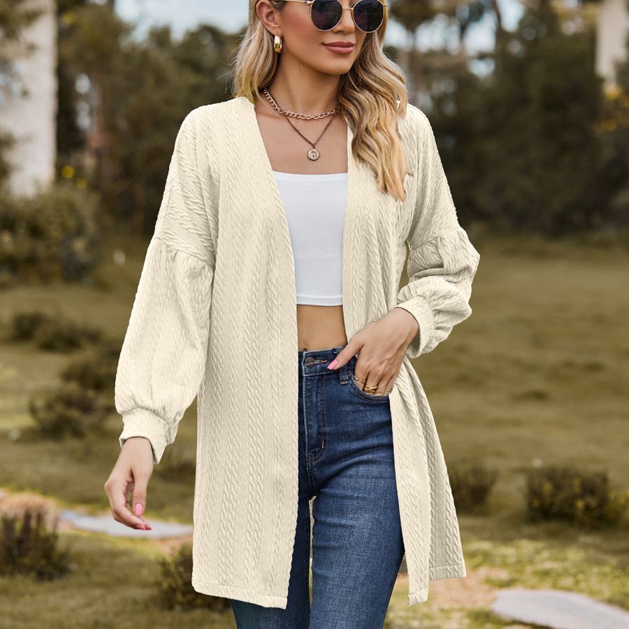 Cardigan ample à manches longues et couleur unie pour femme