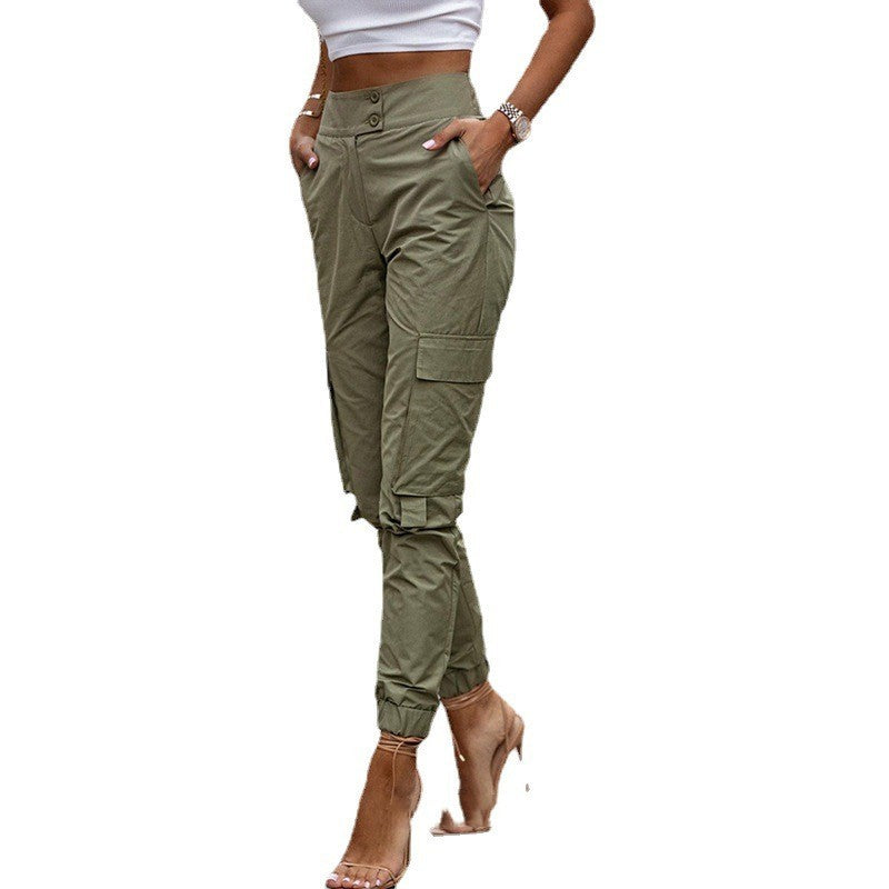 Pantalon de travail décontracté vert armée pour femme