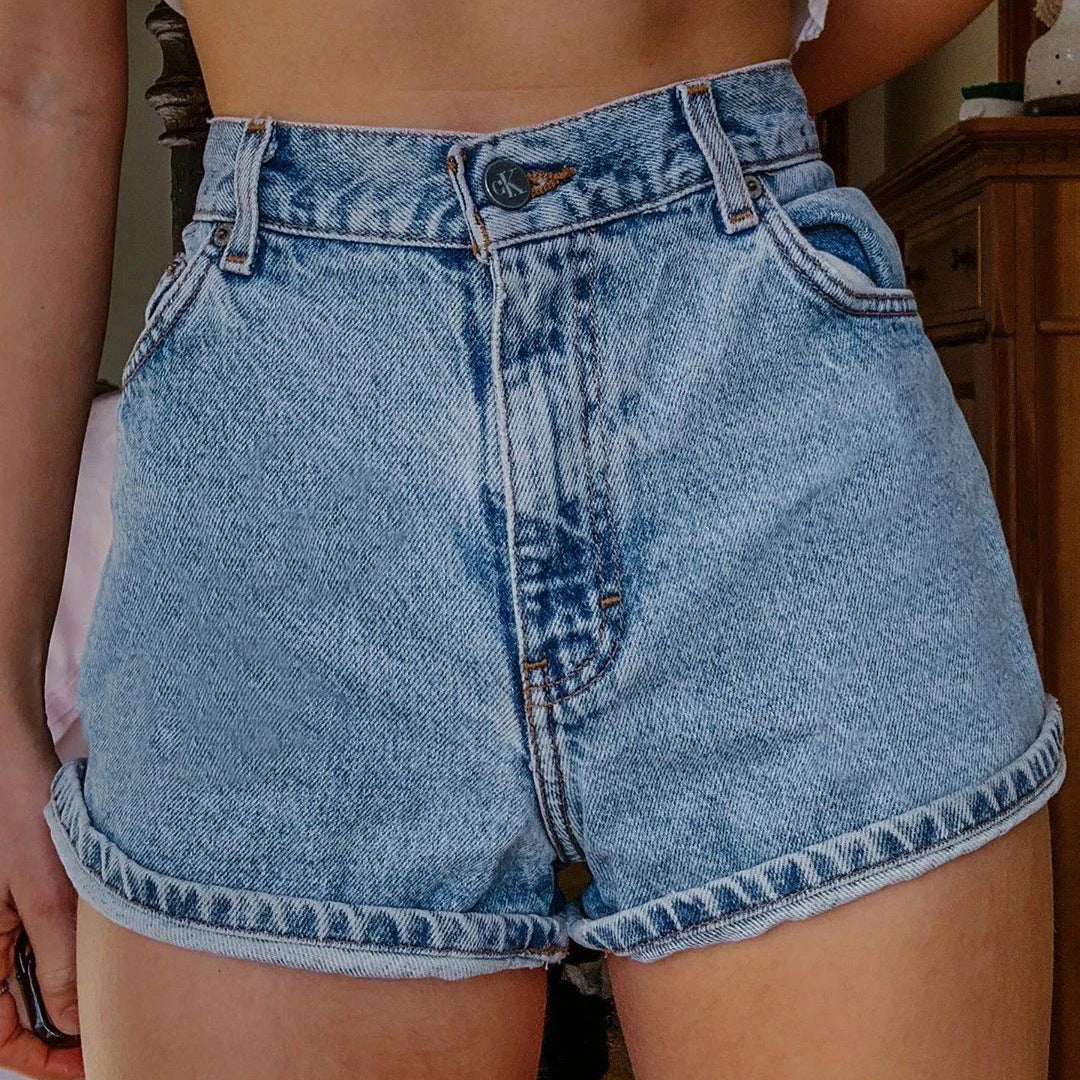 Bedruckte Sommer-Jeansshorts im künstlerischen Vintage-Stil für Damen